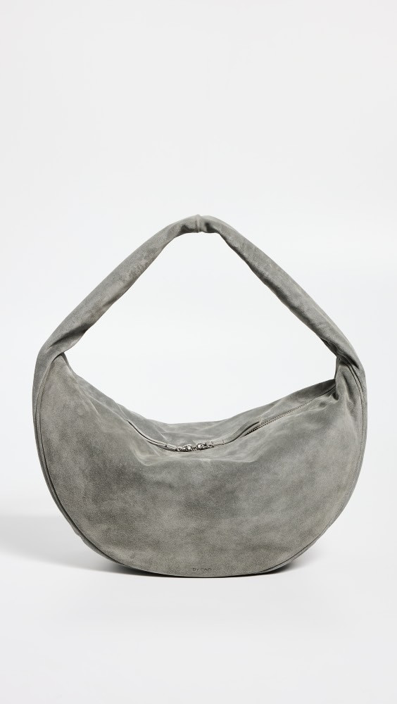 BY FAR Maxi Cush Cement Suede Leather Hobo Bag | Shopbop | Shopbop