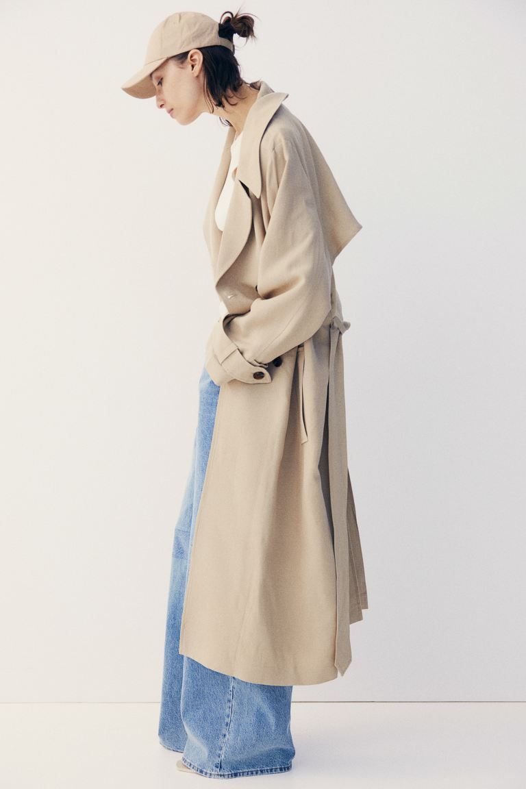 Trench-coat en lin mélangé - Beige - FEMME | H&M FR | H&M (FR & ES & IT)