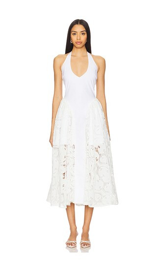 Hera Eyelet Long Dress in White | Revolve Clothing (Global)