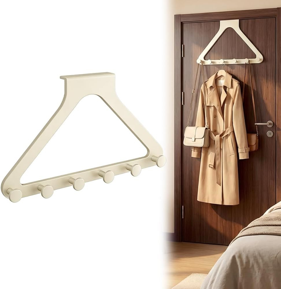 KAMOJI Over-the-Door Hanger Organizer, 2026 New Over The Doors Towel Racks for Bathroom, Upgrade No-Drill Heavy Duty Storage Organizer Modern Over Door Hook Hanging Clothes, Hats (Beige) | Amazon (US)
