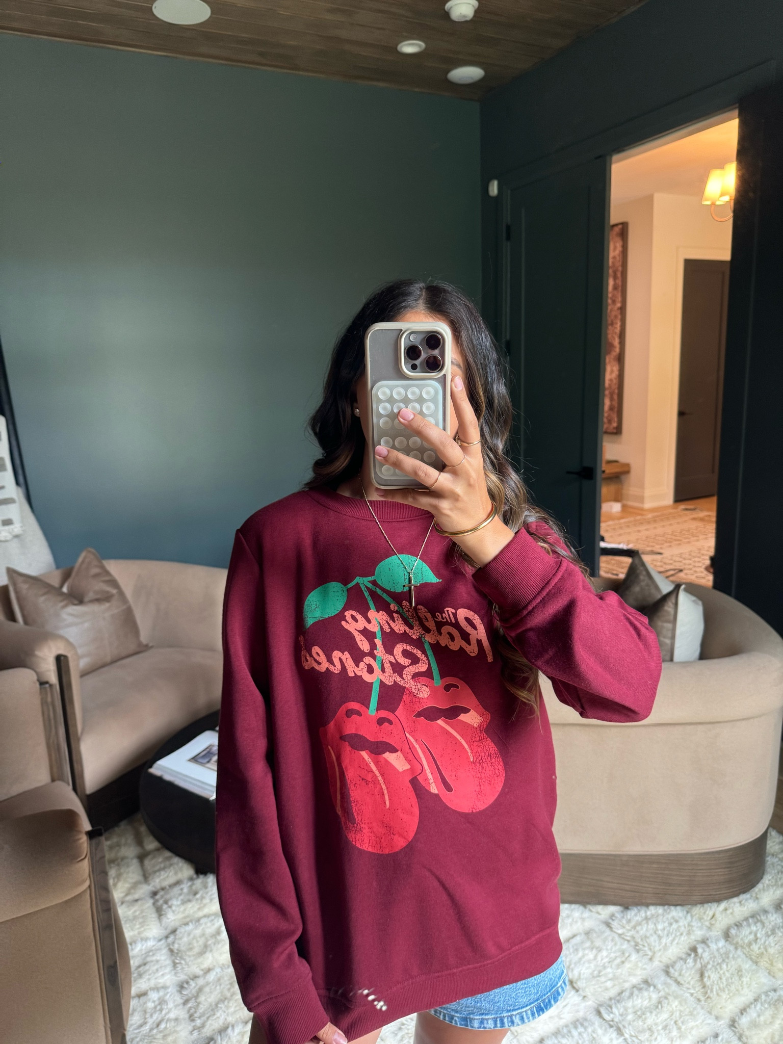 Top: large

Cute cherry Rolling Stones sweatshirt. 

Dressupbuttercup.com
#dressupbuttercup 

#LTKStyleTip #LTKSeasonal