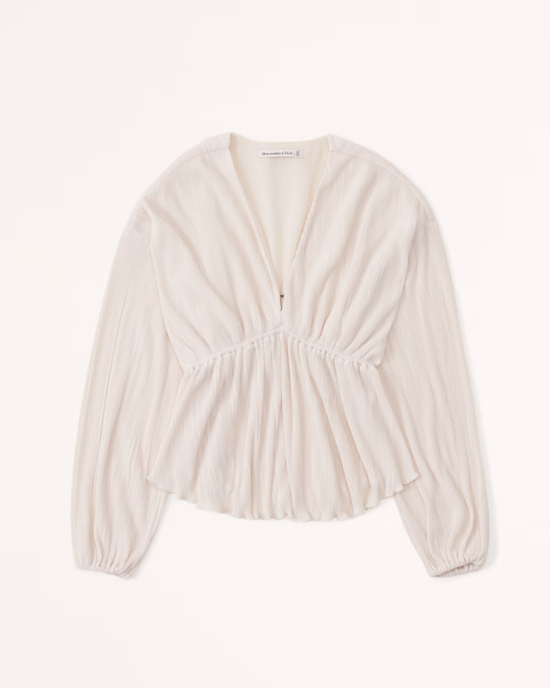 Women's Long-Sleeve Satin Easy Waist Top | Women's New Arrivals | Abercrombie.com | Abercrombie & Fitch (US)