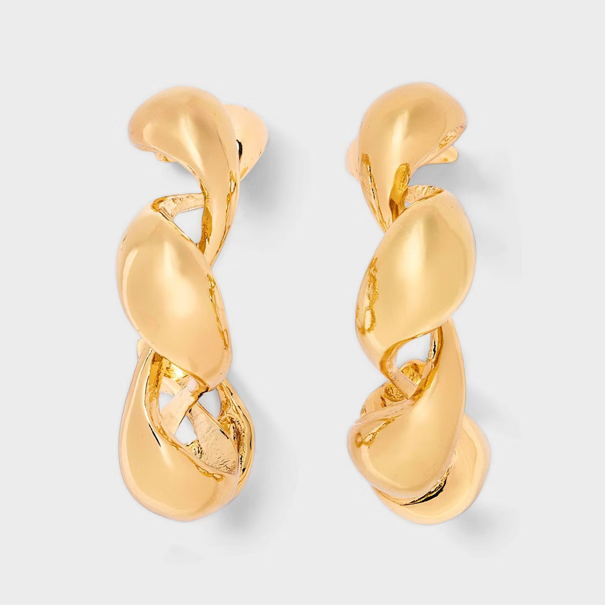 Two Row Textured Open Hoop Earrings - A New Day™ Gold | Target