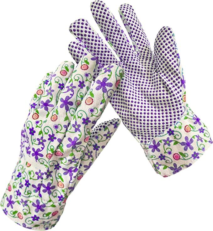 APQ Cotton Garden Gloves for Women, Durable Women's Gardening Gloves with PVC Dots, Bright Floral... | Amazon (US)
