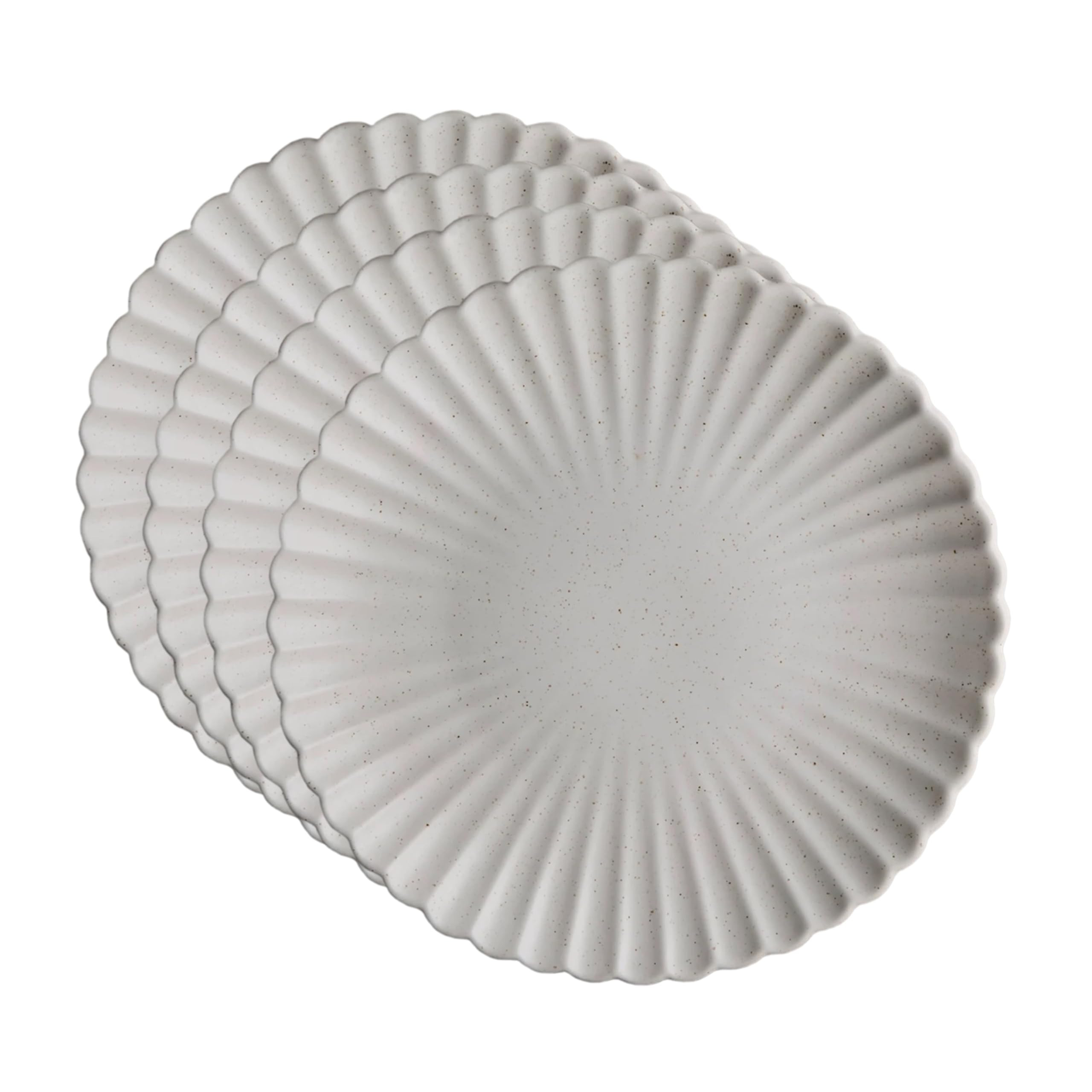 Goodies White Classic Flower Dinner Plates (Set of 4), Handmade Ceramic, Glazed, Dishwasher Safe,... | Amazon (US)