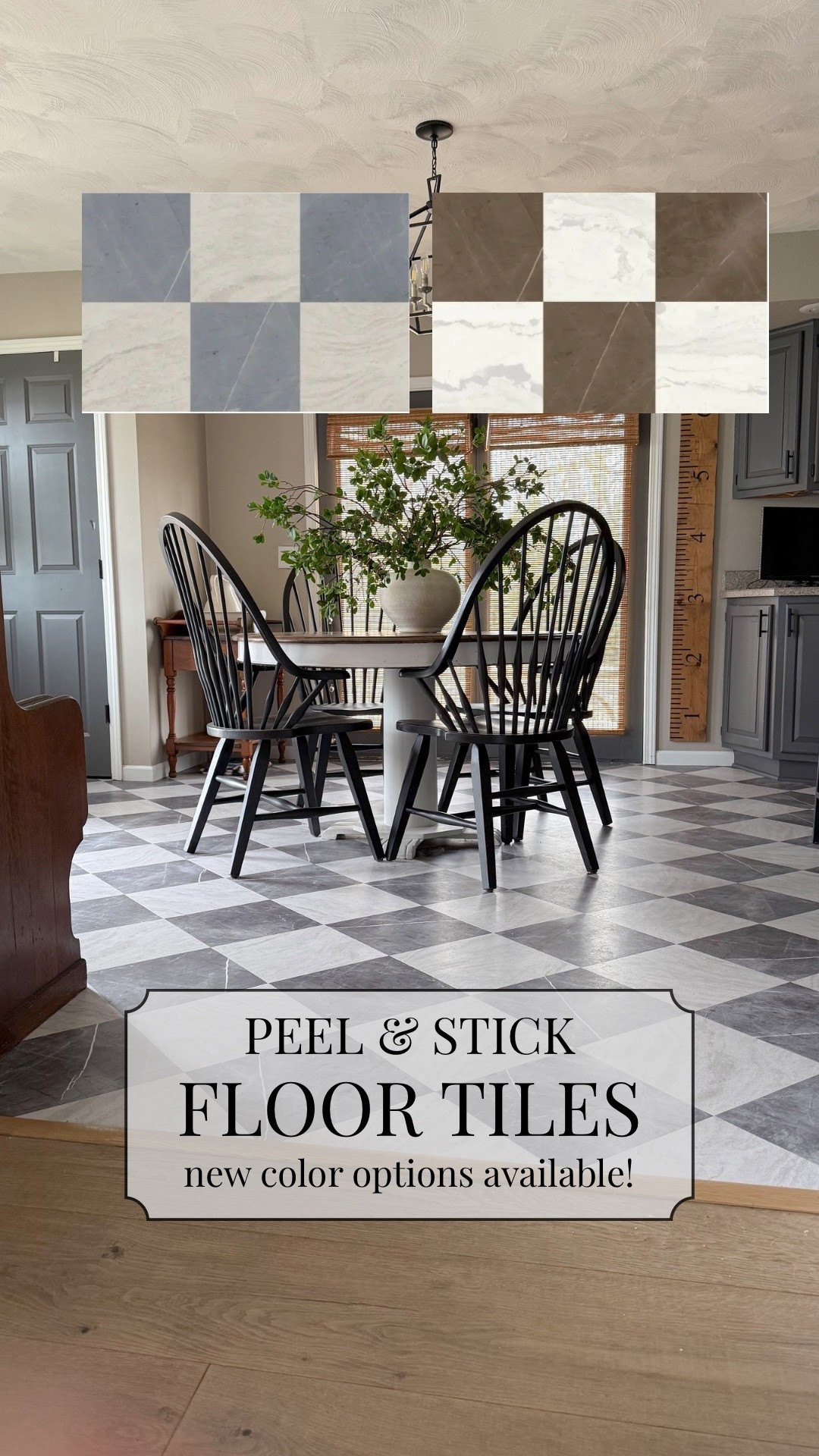 New color releases from the Wall Pops (Floor Pops) Chris Loved Julia Bonneville Collection: Slate & Bronze.

I am tempted to replace the gray tiles with bronze! 🤤

Here’s everything you need to install Peel & Stick Floor Tiles! 

If you’re not ready to purchase just yet, no problem! 
Be sure to hit the heart icon - this will automatically save that product to your favorites and you will be notified if/when it goes on sale.

In my Kitchen: Chris Loves Julia Bonneville 12x12 Vinyl Tiles by Floor Pops in the colors Beige & Gray.

I love how this marble look completes our farmhouse kitchen!