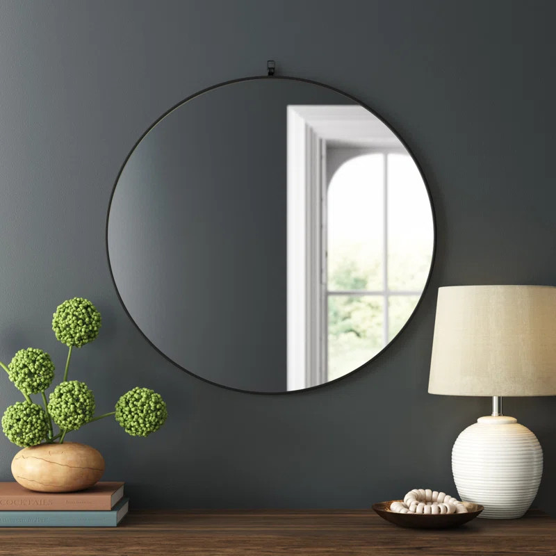 Cassie Metal/Manufactured Wood Round Wall Mirror | Wayfair North America