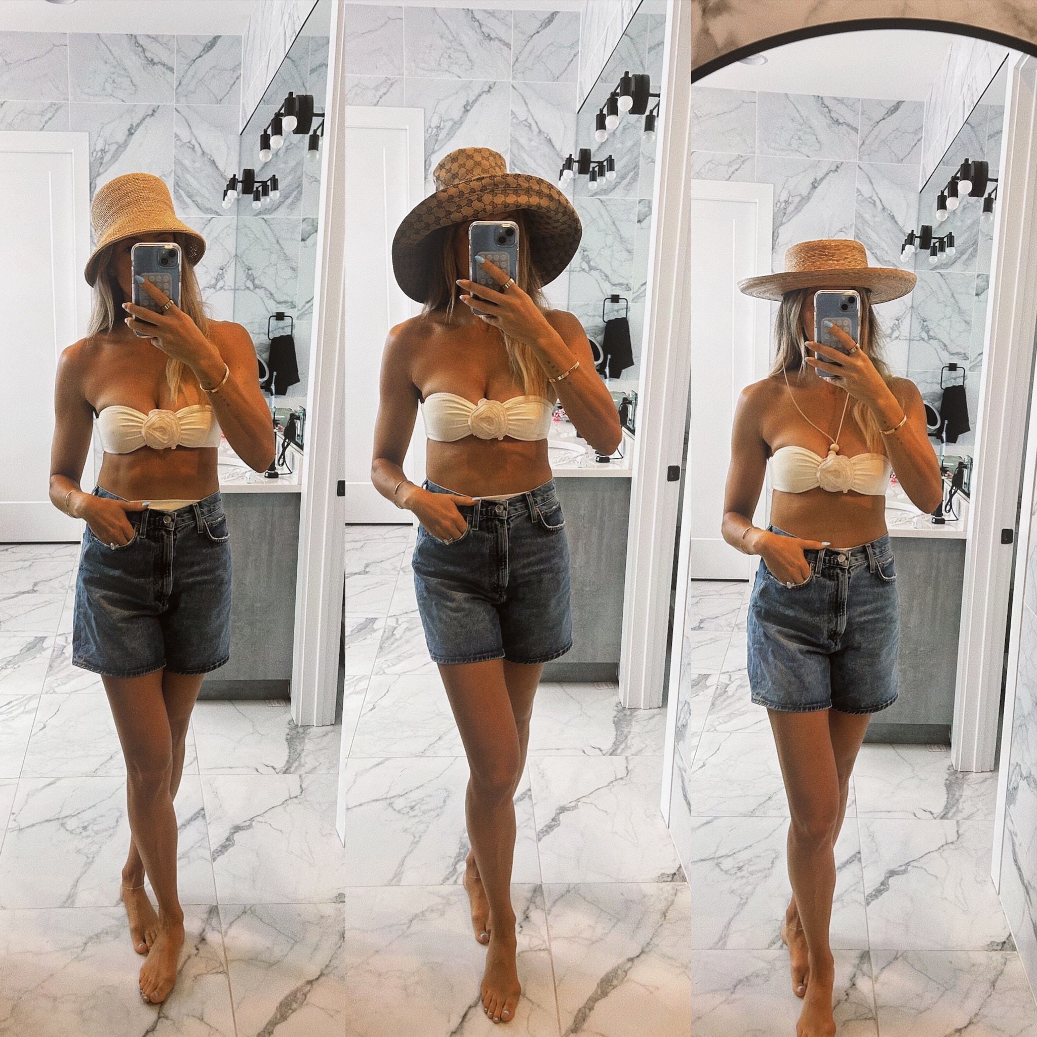 Same bikini (wearing a small but should have ordered a m. Runs small)


Gucci bucket hat, sun hat, vacation look, resort wear, vacation outfit, straw hat

#LTKstyletip #LTKSeasonal #LTKover40