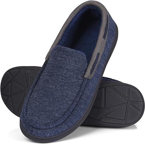 Homitem Men Slippers Memory Foam Moccasin Slipper for Men Fleece Lined House Shoes with Anti-Slip... | Amazon (US)