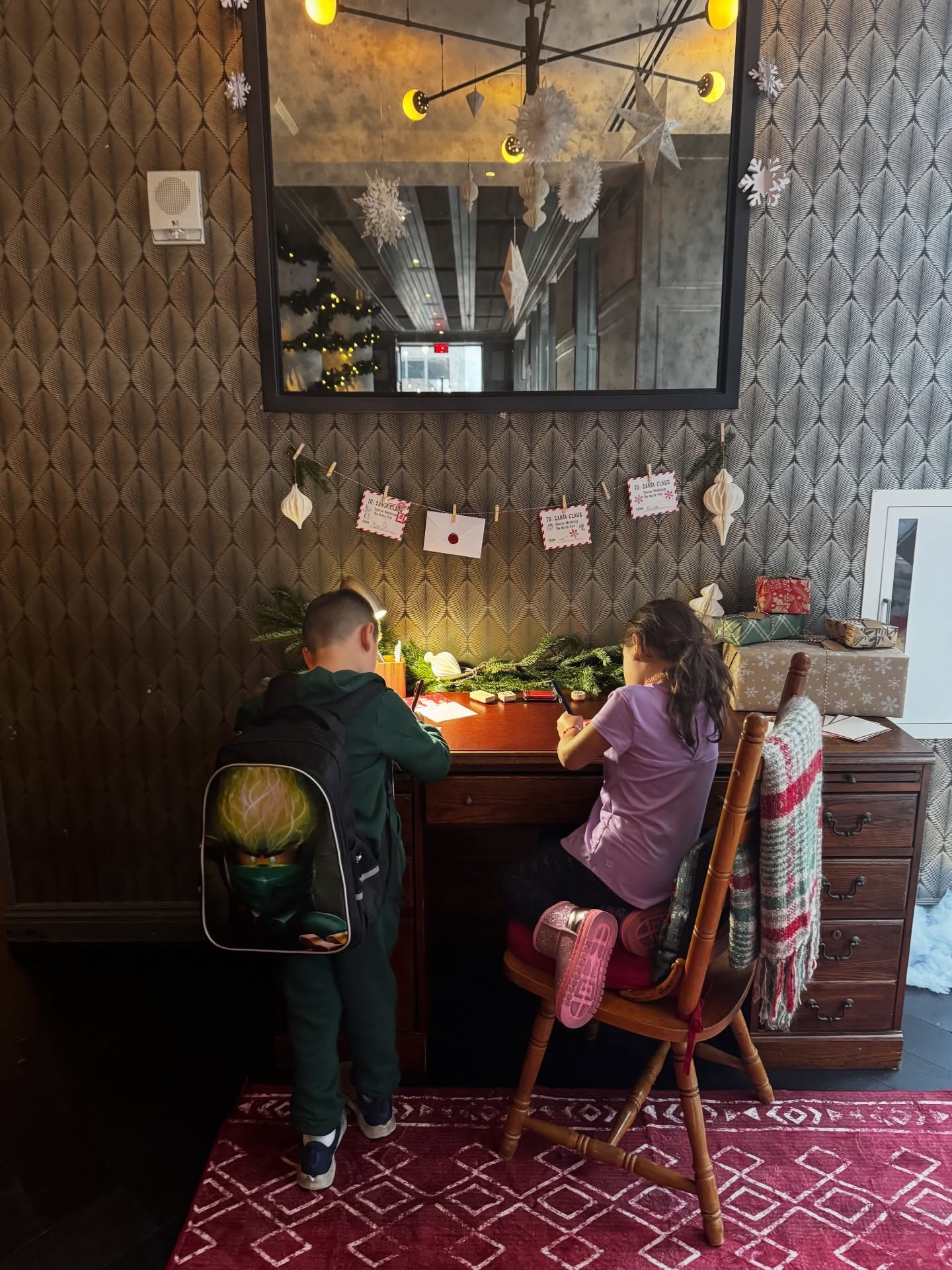 The Cutest Corner in the hotel lobby @thecardinalws … Letters to Santa 💌📮🎅🎄 

This area kept my daughter busy for at least a half hour! She was having so much fun I joined too and wrote Santa a letter. ❤️🎅

What’s on your list to Santa? 

#LettersToSanta 
#NorthCarolinaHotel 
#HotelLobby
#ChristmasInNC
