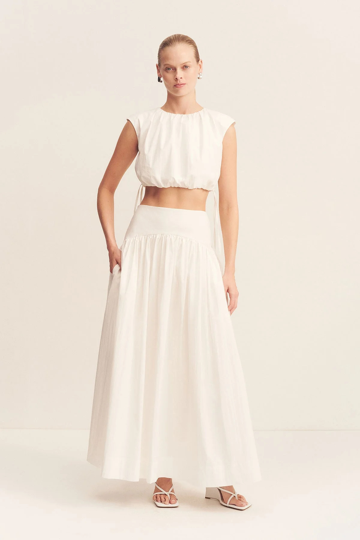 Campbell Gathered Maxi Skirt | Ivory | Skirts | Shona Joy | Shona Joy