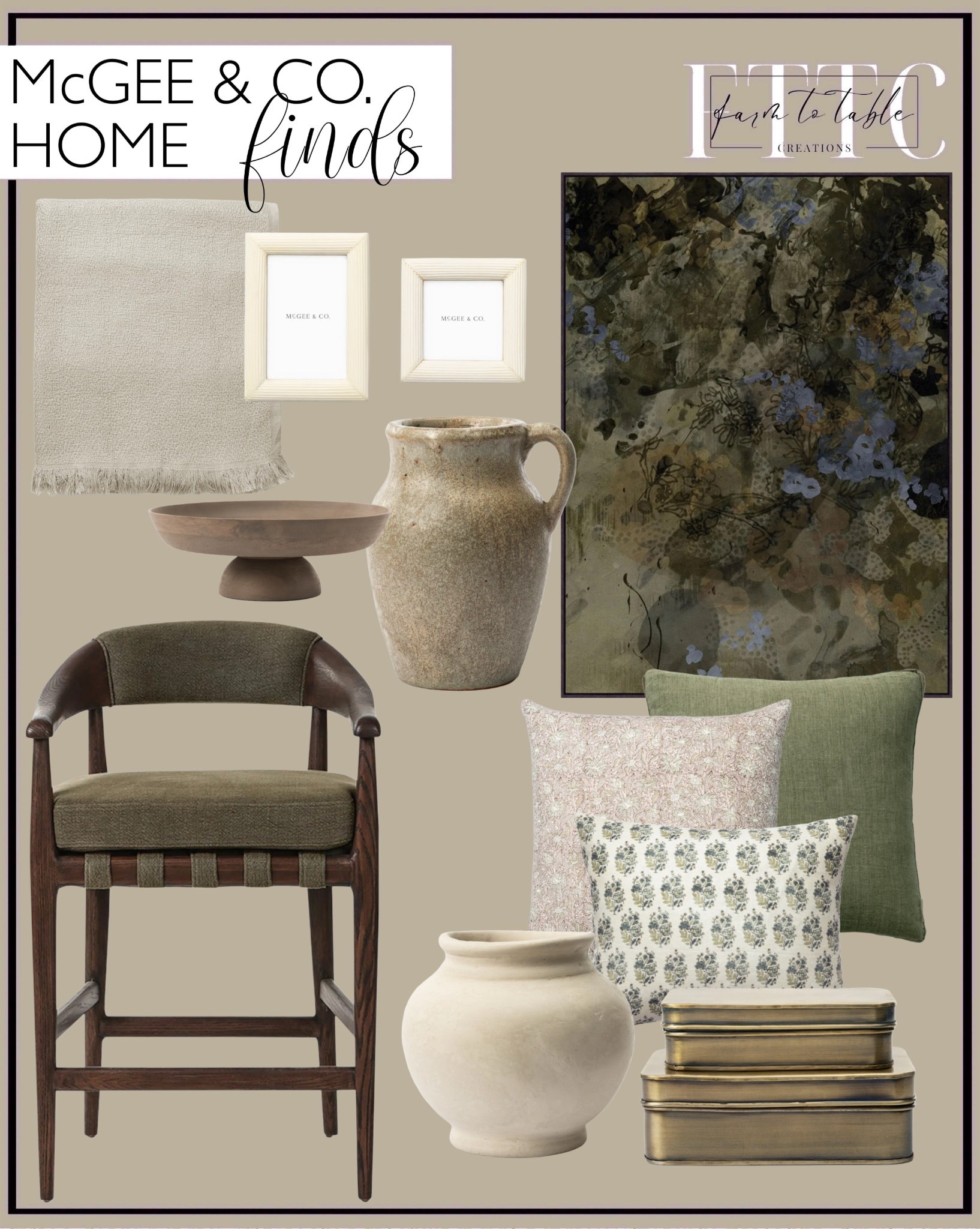 McGee & Co. Home Finds.  Follow @farmtotablecreations on Instagram for more inspiration.

Norton Pillow Cover. Selah Pillow Cover. Opal Pillow Cover. Amara Stool. Harriet Brass Boxes. Sabine Pitcher Vase. Nola Paper Mache Vase. Olive Grove Wall Art. White Ridged Frame. Ariella Throw Blanket. Maylee Footed Bowl. 

Console Table | Dining Room | Dining Room Artwork | Bathroom Finds | Bedroom Finds | Bedroom Furniture | nightstands | Home Decor| Fireplace Decor | Spring Refresh |  Bedroom Finds | Neutral Stems | Spring Stems | Bookshelf Decor | Bedroom Space | Cozy  Corner | Bathroom | Curated Entryway | Spring  Decor | End of Year Clearance | Trending Decor | Viral Decor  | Coffee Table Decor | Neutral Decor | Fall Stem Sale | Target Finds | Skinny Bench | Bedroom | Living Room | Breakfast Nook | Amazon Home | Target Sale | Loloi Rugs | Magnolia Home | console table | console table styling | faux stems | entryway space | front porch decor | neutral decor | entryway decor | cozy home | affordable decor |  home decor | home inspiration | console styling | entryway rug | cozy moody home | moody home decor | neutral home | bathroom decor | living room | spring decor | Hearth & Hand | Studio McGee | 2025 Home Trends | trending home | Crate&Barrel 




#LTKHome #LTKStyleTip #LTKFindsUnder100