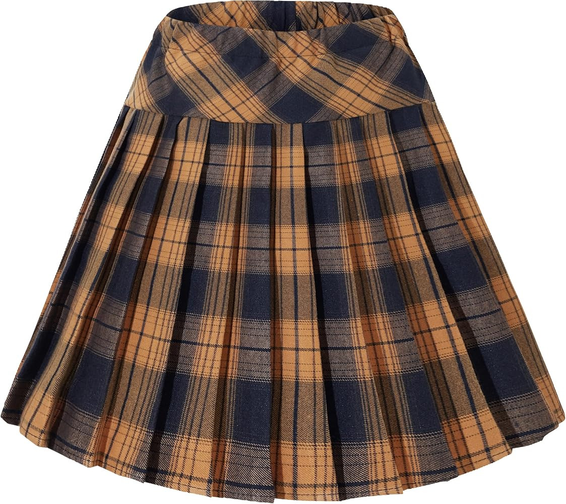 Urban CoCo Women's Elastic Waist Tartan Pleated School Skirt | Amazon (US)