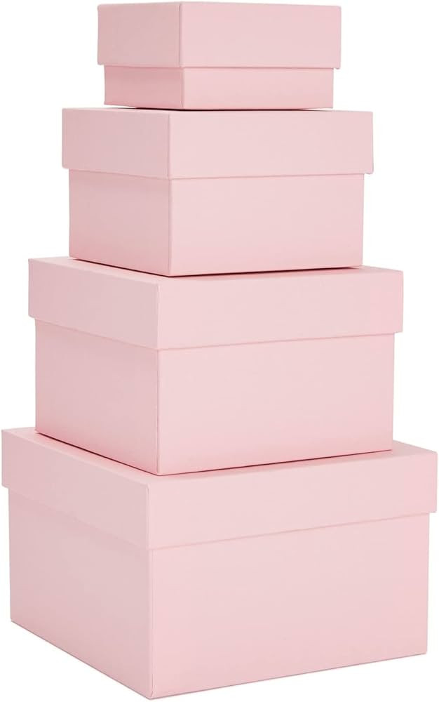 Stockroom Plus Gift Box Set - 4 Piece Assortment, Pink - Nesting & Stackable Pink Square Boxes wi... | Amazon (US)