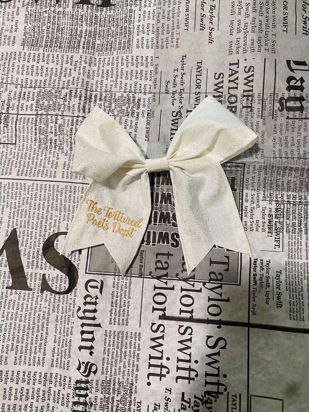 Glittery Tortured Poets Dept Inspired Bow, TPD Bow, TTPD, TTPD Bow, Swift Bow, Tortured Poets Gif... | Etsy (US)