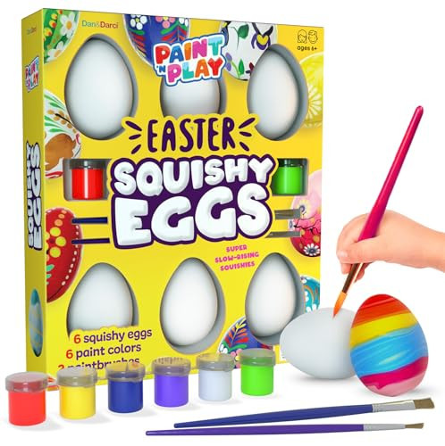 Dan&Darci Easter Egg Squishy Painting Kit - Arts & Crafts for Girls and Boys - Kids Art Activities - Craft Gift for Kid Ages 6 7 8 9 10 Year Old Girl Gifts - Decorate 6 Slow Rising Squishies | Amazon (US)