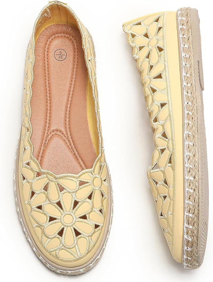HEAWISH Women’s Ballet Flat Daisy Round Toe Dress Shoes Casual Slip On Rope Loafer | Amazon (US)