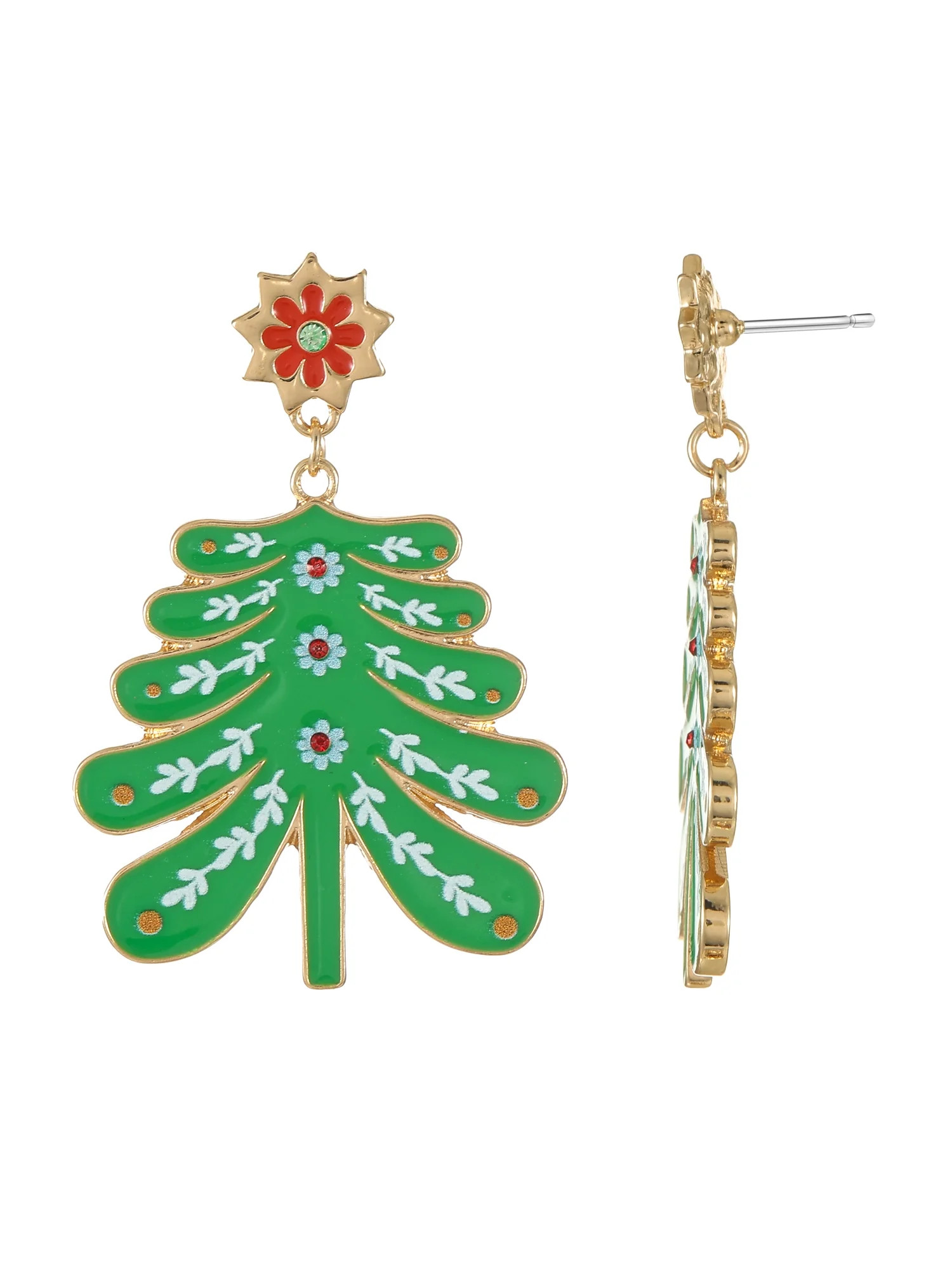 Holiday Time Fashion Christmas Tree Earrings, 1 Pair | Walmart (US)