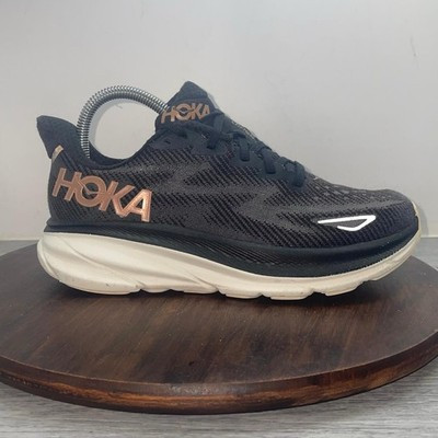 HOKA ONE ONE Clifton 9 Womens 7 B Black/Rose Gold Running Shoes 1127896-BRGL | eBay US