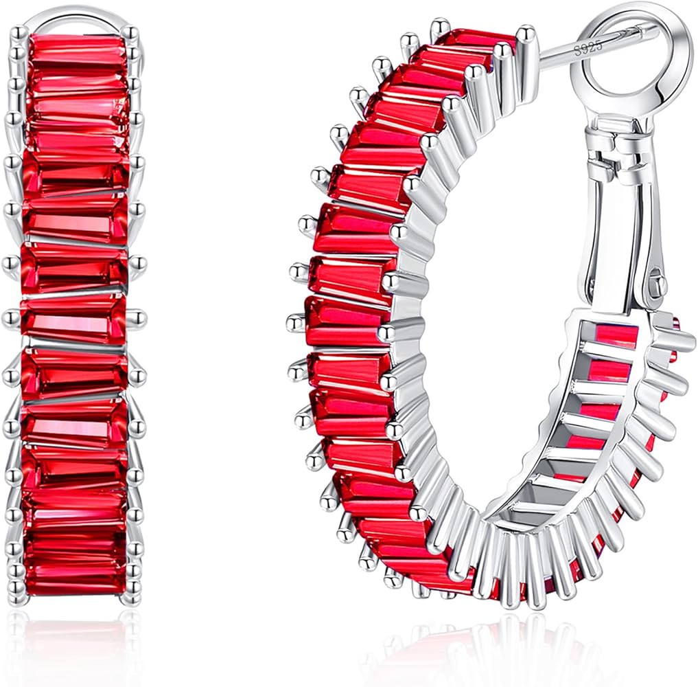 Trendy CZ Gold Hoop Earrings for Women, Lightweight Chunky Silver Earrings for Women 14K Real Gol... | Amazon (US)