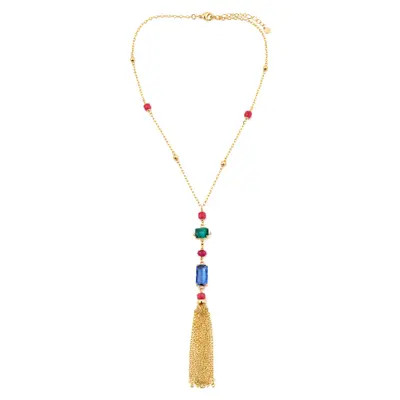 Panacea Crystal Tassel Y-Necklace in Multi at Nordstrom | Nordstrom