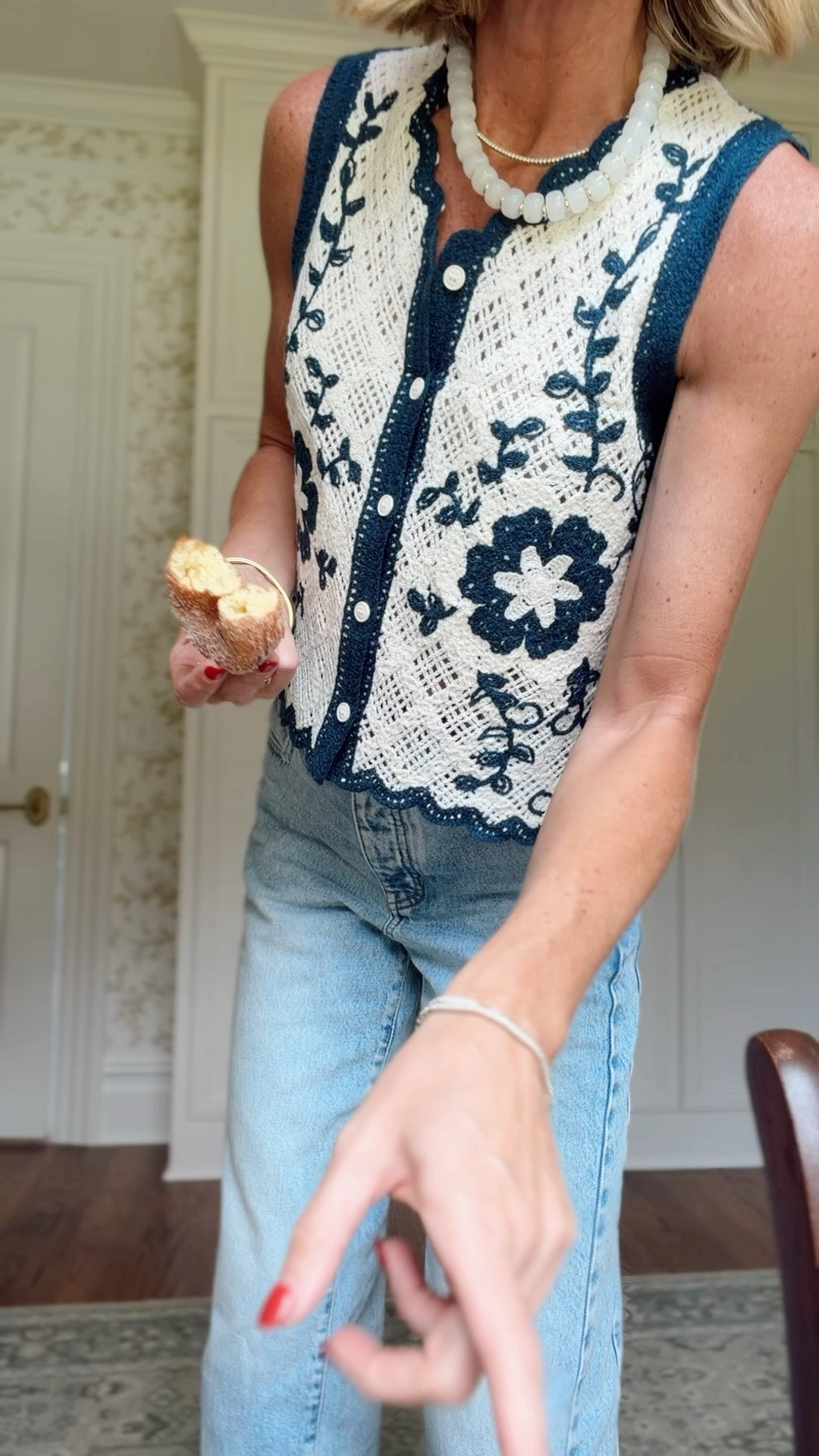 S in vest 
26 in jeans
