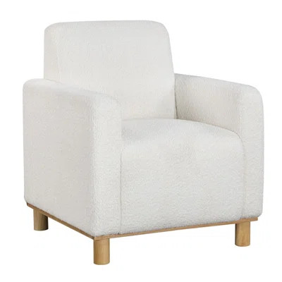 White Boucle Fabric Arm Chair | Wayfair North America
