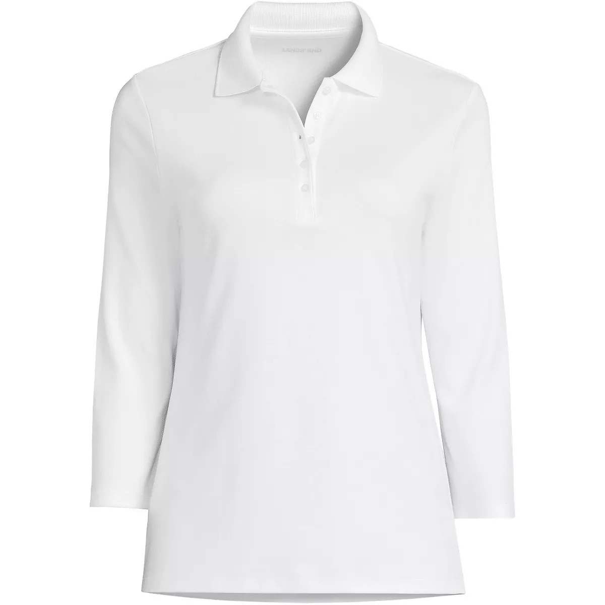 Lands' End Women's Plus Size Supima Cotton 3/4 Sleeve Polo Shirt - 3X - White | Target