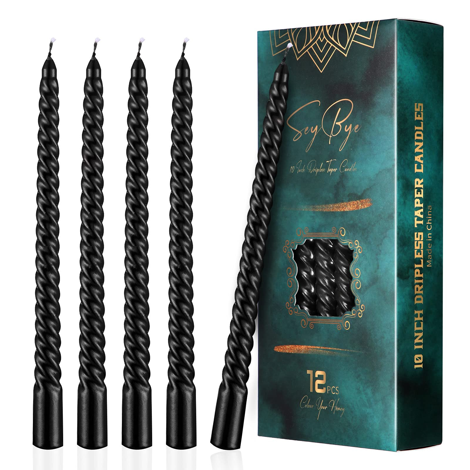 10 Inch Taper Candles, 12 Pack Tall Unscented Dripless Candles with Cotton Wicks Perfect for Dinner, | Amazon (US)