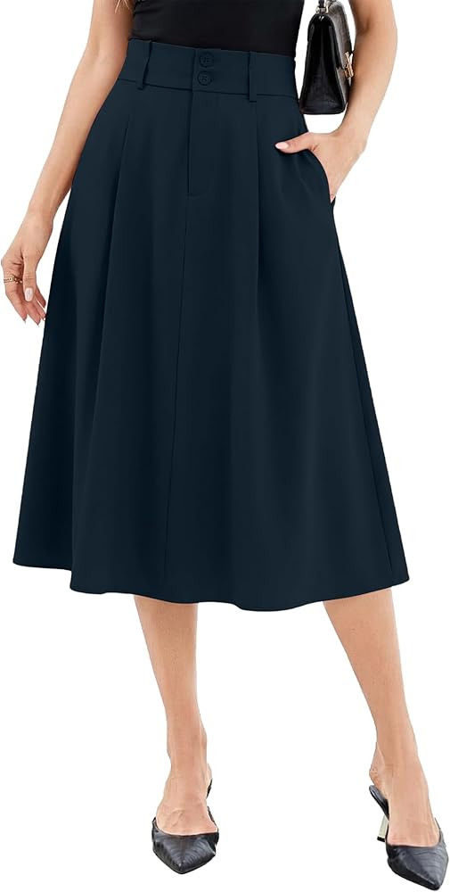 Casly Lamiit Midi Skirt for Women A Line High Waist Skirts Dressy Summer Work Skirt Office Dating... | Amazon (US)