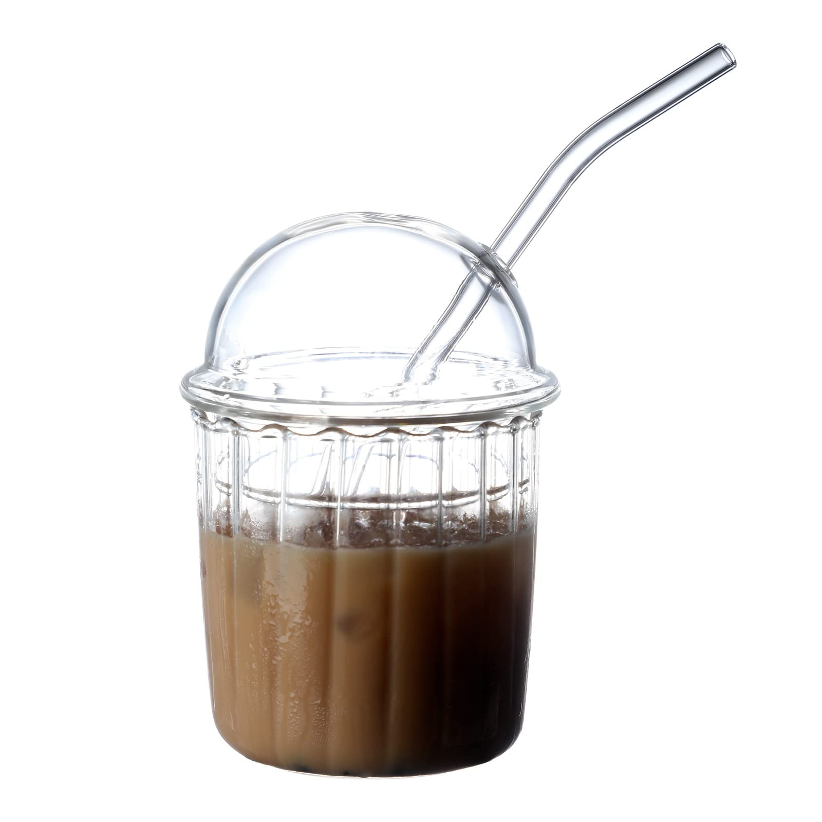 Cute Drinking Glasses with Glass Dome Lid and Straw, Reusable Wide Mouth Smoothie Cups 15oz Glass... | Amazon (CA)