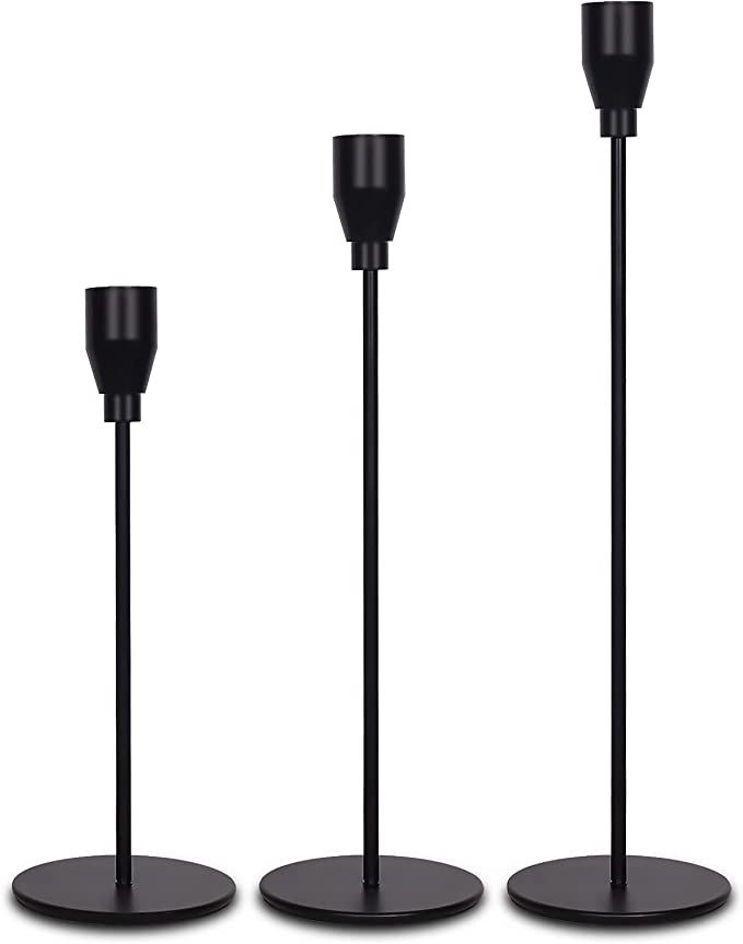 Black Candle Holder Set of 3, Matte Candlestick Holders for Taper Candles Candle Stick Holders Se... | Amazon (US)