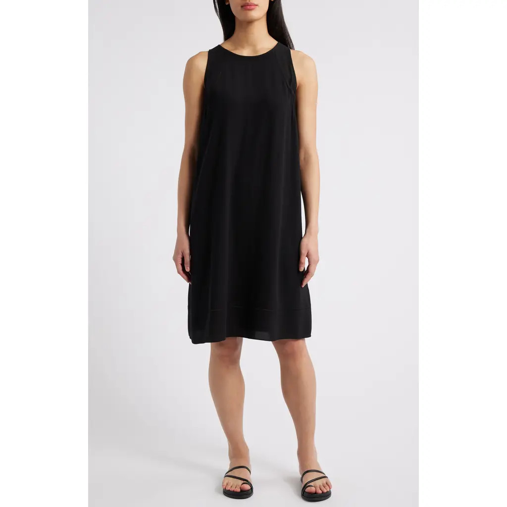 Eileen Fisher Sleeveless Silk A-Line Dress in Black at Nordstrom Rack, Size X-Large | Nordstrom Rack