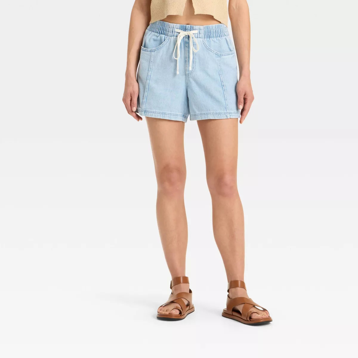 Women's High-Rise Drawstring Denim Beach Shorts - Universal Thread™ | Target