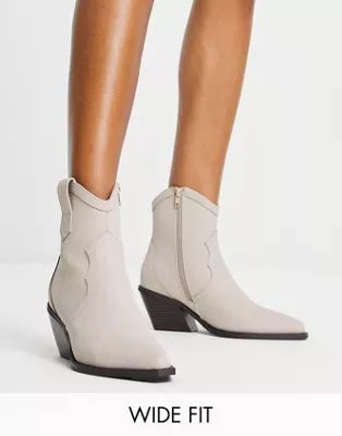 ASOS DESIGN Wide Fit Rocket western ankle boots in taupe | ASOS (Global)