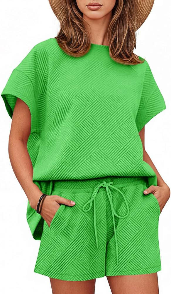 Tankaneo Womens 2 Piece Short Sets Outfits Summer Matching Lounge Set Casual Short Sleeve Tops an... | Amazon (US)
