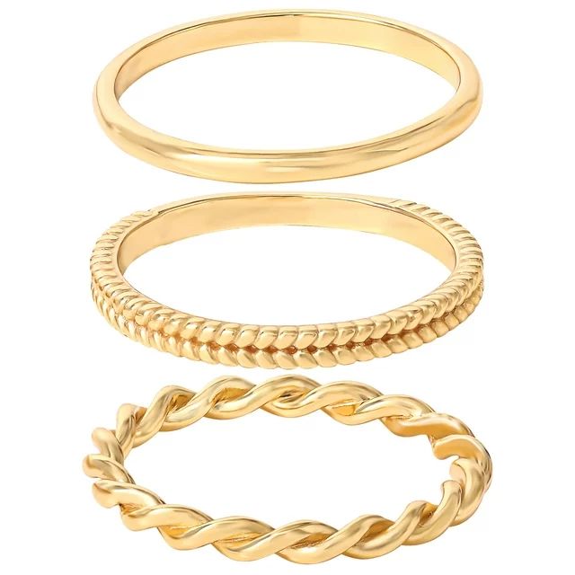 "JS Jessica Simpson Women’s Gold Plated Sterling Silver 3 Piece Ring Set" - Walmart.com | Walmart (US)