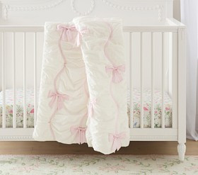 Pink Stripe Bow Baby Quilt | Pottery Barn Kids