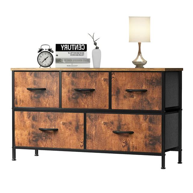 EDX 5 Drawer Dresser, Wide Chest Of Drawers Nightstand Storage Tower Storage Dresser Fabric Dress... | Walmart (US)