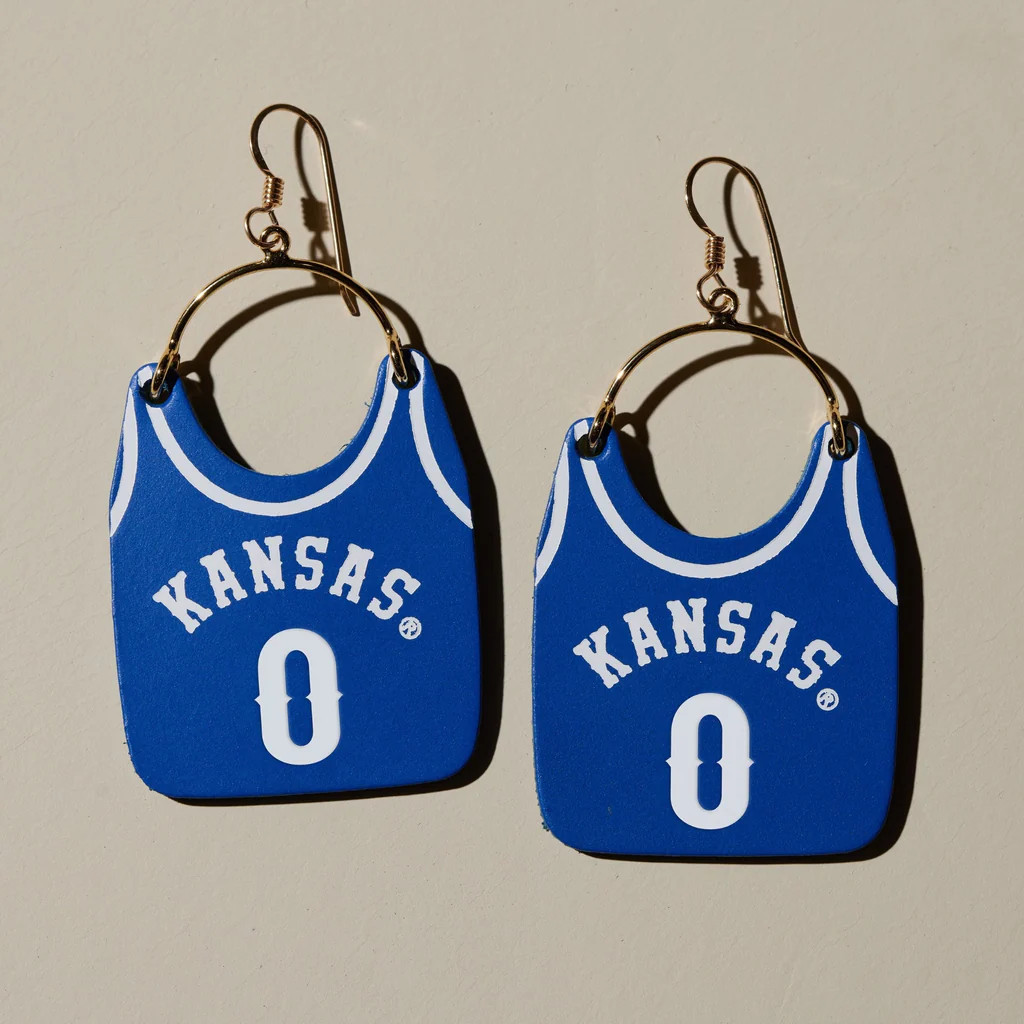 University of Kansas Basketball Jersey Earrings | Nickel and Suede