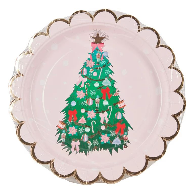 Strictly Fancy 12" Disposable Decorative Paper Dinner Plates, Holiday Green Tree, 8 count | Walmart (US)