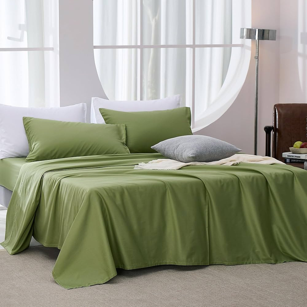 JELLYMONI Green Sheet Set Twin Size - 4 Pieces Soft and Breathable Lyocell Cotton Blend Bed Sheet... | Amazon (US)