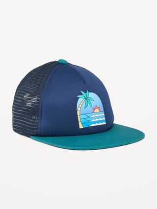 Graphic Flat-Brim Trucker Hat for Boys | Old Navy (US)
