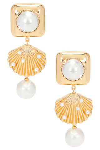 Gold Pearl Shell Earrings in Gold | Revolve Clothing (Global)