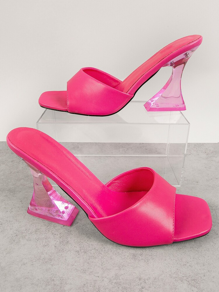 Open Toe Perspex Heel Mules | SHEIN