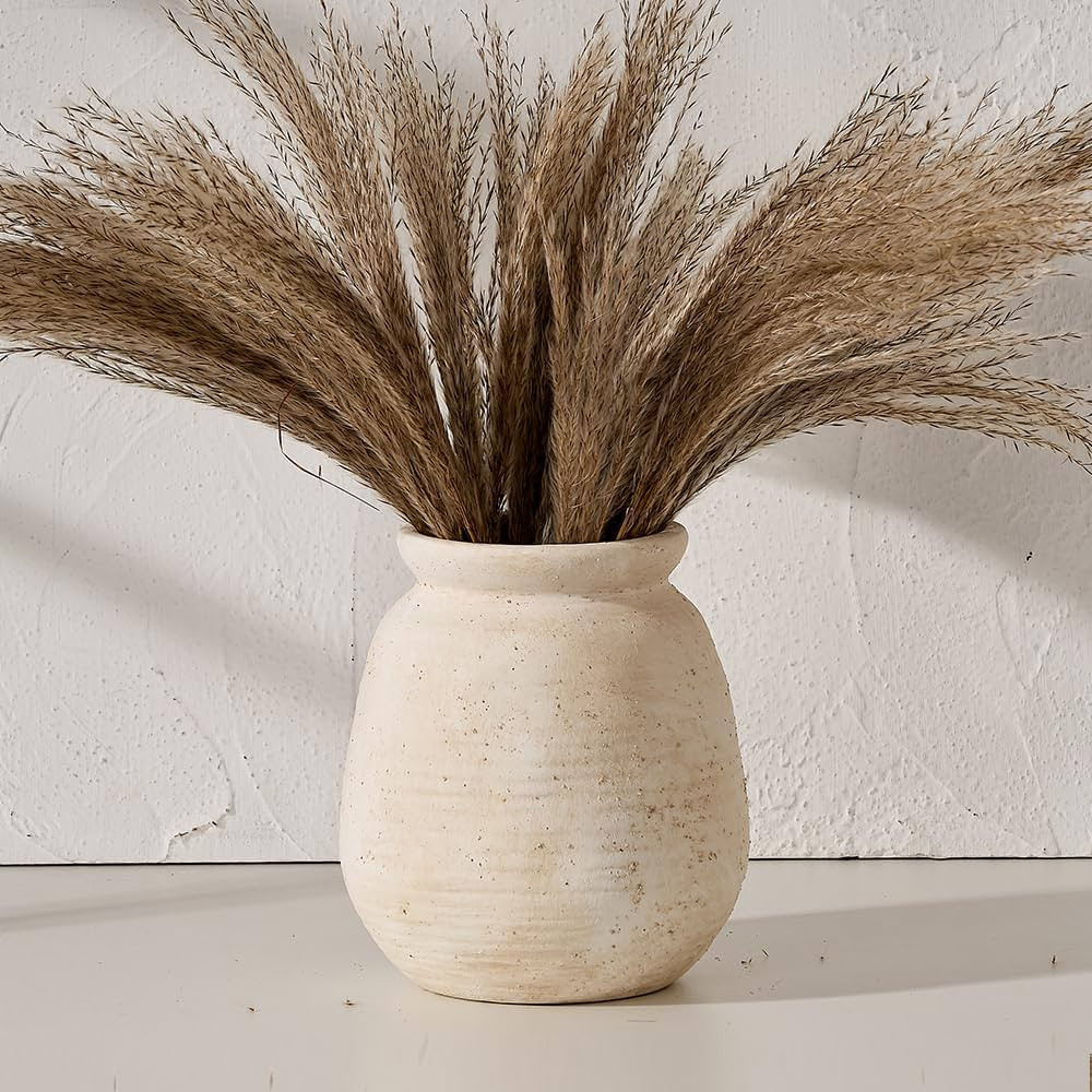 SIDUCAL Ceramic Rustic Farmhouse Vase | 7.3 Inch Pottery Decorative Flower Vase for Home Decor | ... | Amazon (US)