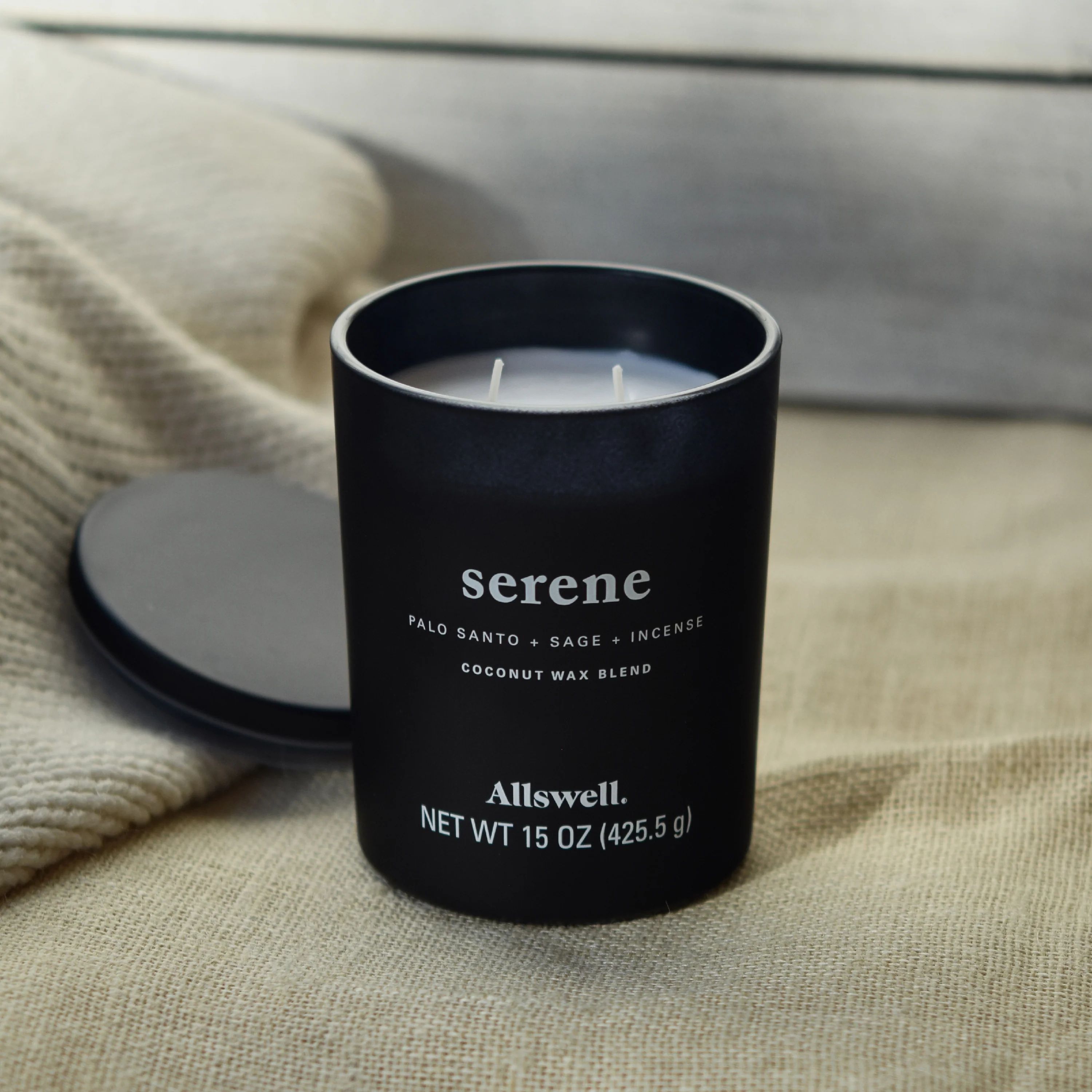 Serene (Palo Santo + Sage + Incense) 2-Wick Spa Candle | Allswell Home