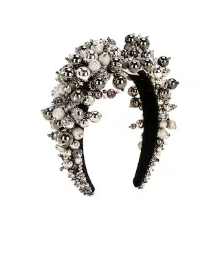 AREA Crystal Grape Headband in Gunmetal | FWRD | FWRD 