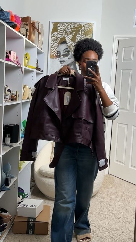 This cropped faux leather jacket is everything. I got a size large and it also comes in black. Linking both below.
 

#LTKSeasonal #LTKstyletip