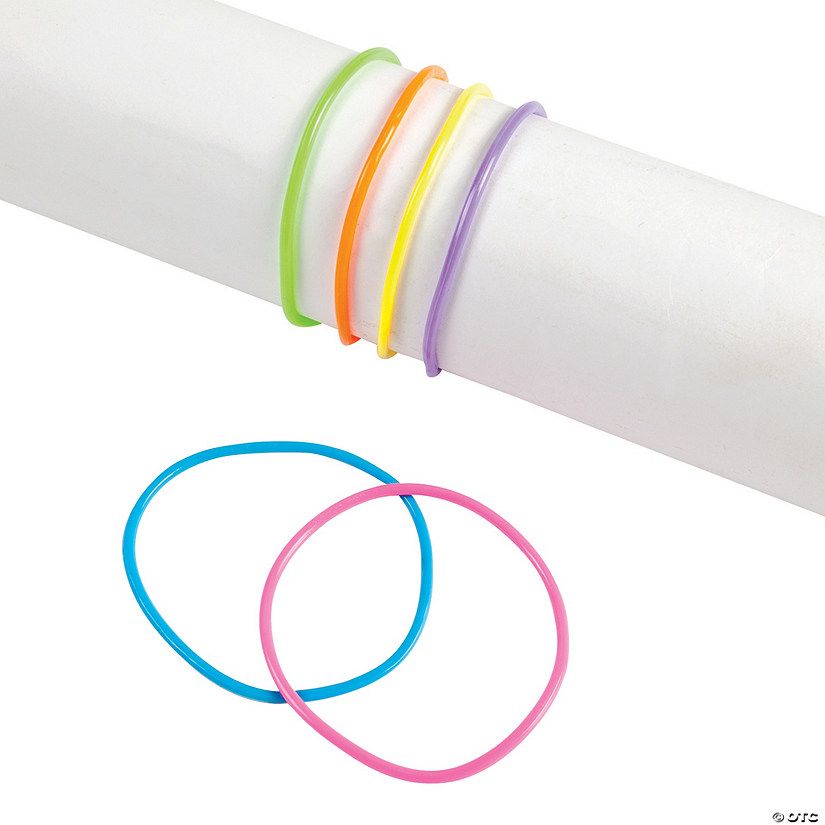 7" Bulk 144 Pc. Classic Neon Solid Color Vinyl Jelly Bracelets | Oriental Trading Company